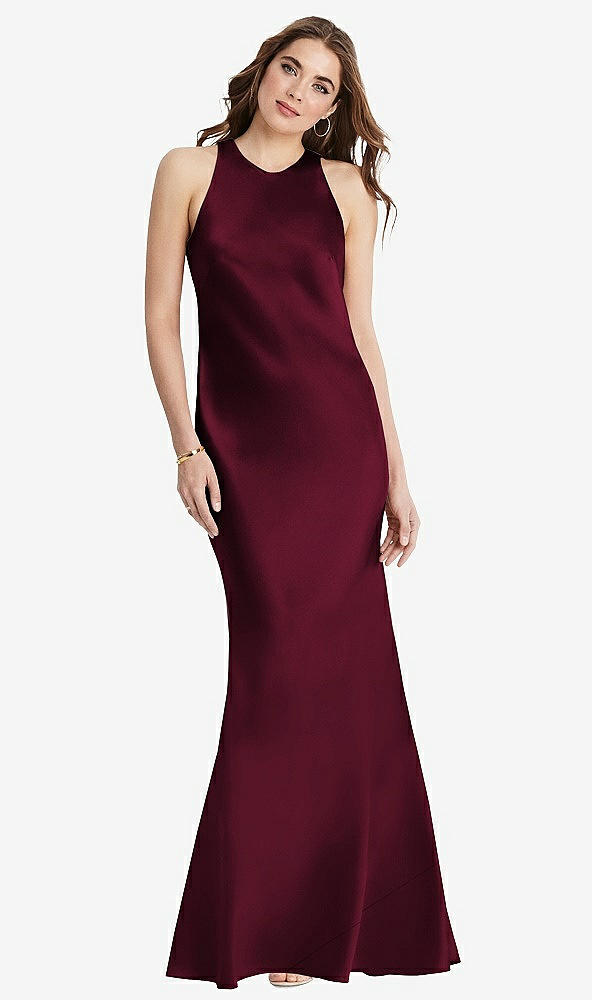 Back View - Cabernet Tie Neck Low Back Maxi Tank Dress - Marin