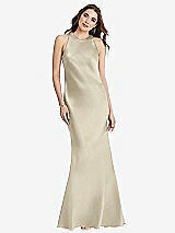 Rear View Thumbnail - Champagne Tie Neck Low Back Maxi Tank Dress - Marin