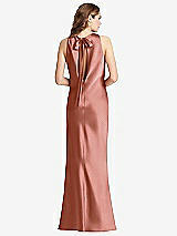 Front View Thumbnail - Desert Rose Tie Neck Low Back Maxi Tank Dress - Marin