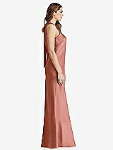 Side View Thumbnail - Desert Rose Tie Neck Low Back Maxi Tank Dress - Marin