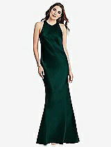 Rear View Thumbnail - Evergreen Tie Neck Low Back Maxi Tank Dress - Marin