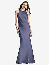 Rear View Thumbnail - French Blue Tie Neck Low Back Maxi Tank Dress - Marin