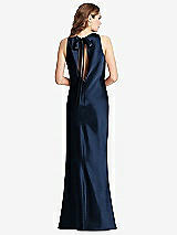 Front View Thumbnail - Midnight Navy Tie Neck Low Back Maxi Tank Dress - Marin