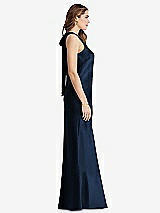 Side View Thumbnail - Midnight Navy Tie Neck Low Back Maxi Tank Dress - Marin