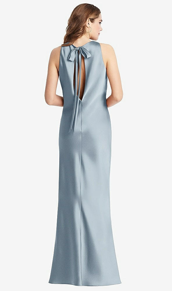 Front View - Mist Tie Neck Low Back Maxi Tank Dress - Marin