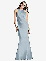 Rear View Thumbnail - Mist Tie Neck Low Back Maxi Tank Dress - Marin