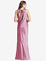 Front View Thumbnail - Powder Pink Tie Neck Low Back Maxi Tank Dress - Marin