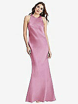 Rear View Thumbnail - Powder Pink Tie Neck Low Back Maxi Tank Dress - Marin