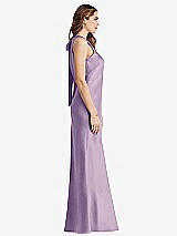 Side View Thumbnail - Pale Purple Tie Neck Low Back Maxi Tank Dress - Marin