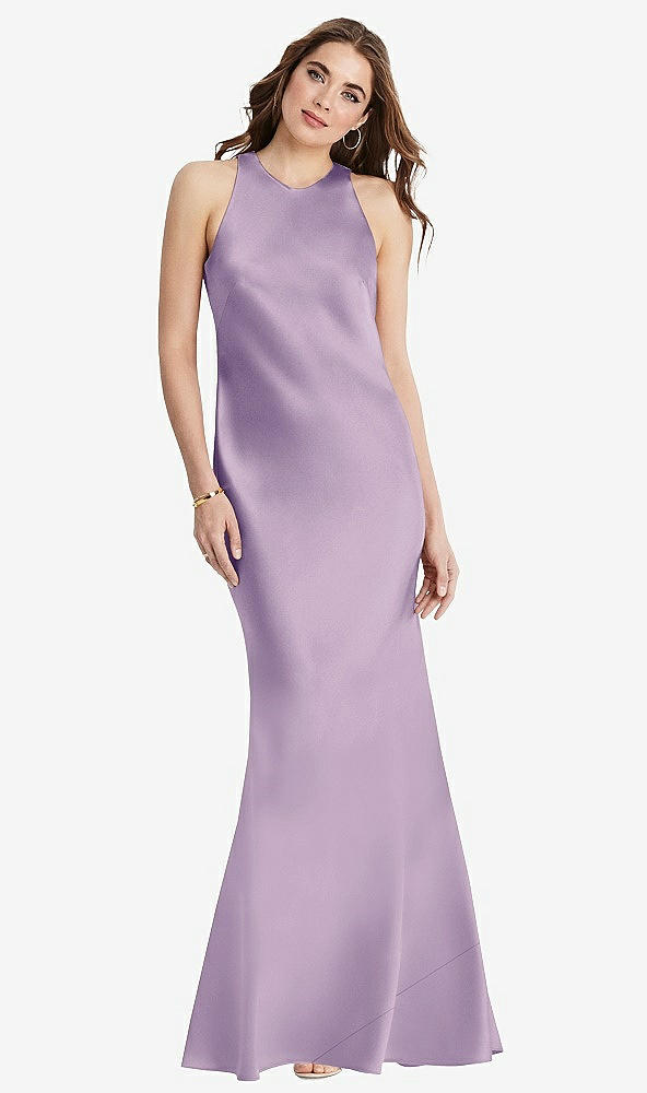 Back View - Pale Purple Tie Neck Low Back Maxi Tank Dress - Marin