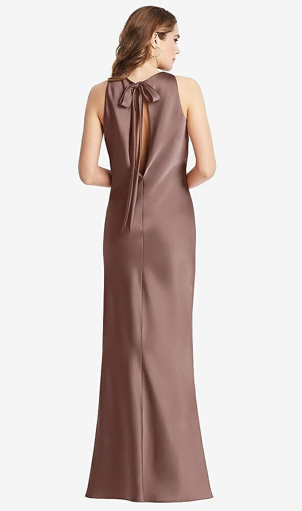 Front View - Sienna Tie Neck Low Back Maxi Tank Dress - Marin