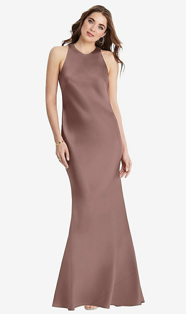 Back View - Sienna Tie Neck Low Back Maxi Tank Dress - Marin