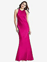 Rear View Thumbnail - Think Pink Tie Neck Low Back Maxi Tank Dress - Marin