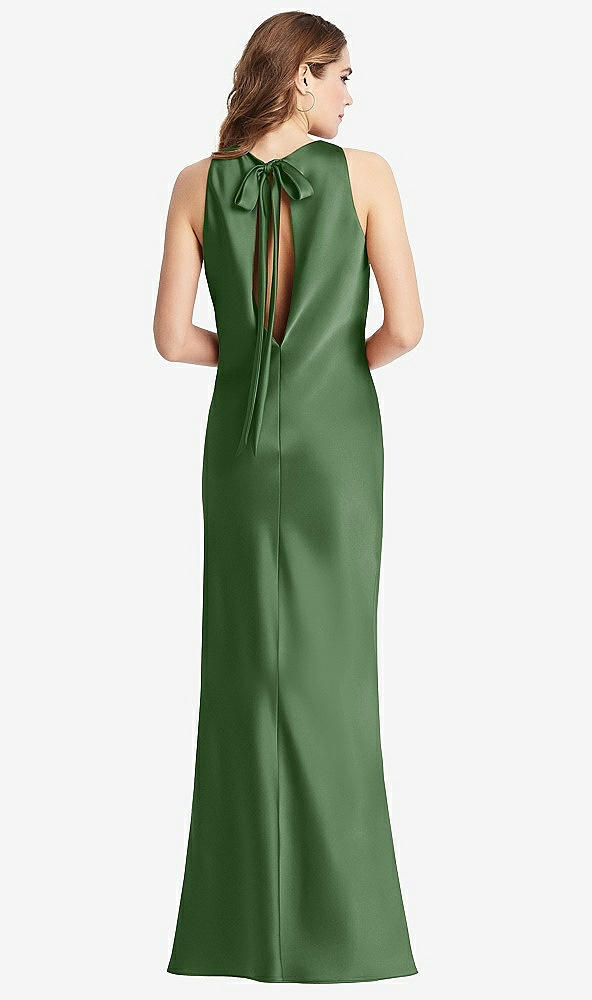 Front View - Vineyard Green Tie Neck Low Back Maxi Tank Dress - Marin