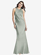 Rear View Thumbnail - Willow Green Tie Neck Low Back Maxi Tank Dress - Marin