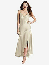 Front View Thumbnail - Champagne Asymmetrical Drop Waist High-Low Slip Dress - Devon