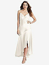 Front View Thumbnail - Ivory Asymmetrical Drop Waist High-Low Slip Dress - Devon