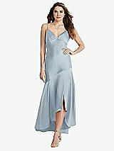 Front View Thumbnail - Mist Asymmetrical Drop Waist High-Low Slip Dress - Devon