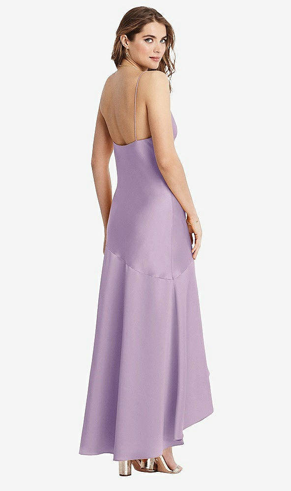 Back View - Pale Purple Asymmetrical Drop Waist High-Low Slip Dress - Devon