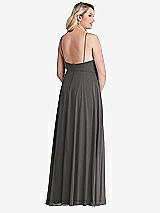 Alt View 2 Thumbnail - Caviar Gray High Neck Chiffon Maxi Dress with Front Slit - Lela