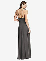 Rear View Thumbnail - Caviar Gray High Neck Chiffon Maxi Dress with Front Slit - Lela