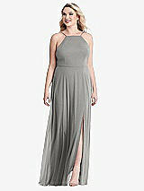 Alt View 1 Thumbnail - Chelsea Gray High Neck Chiffon Maxi Dress with Front Slit - Lela