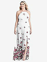 Alt View 1 Thumbnail - London Print High Neck Chiffon Maxi Dress with Front Slit - Lela