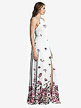 Side View Thumbnail - London Print High Neck Chiffon Maxi Dress with Front Slit - Lela