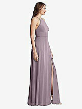 Side View Thumbnail - Lilac Dusk High Neck Chiffon Maxi Dress with Front Slit - Lela