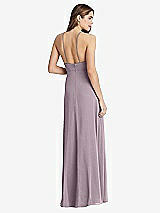 Rear View Thumbnail - Lilac Dusk High Neck Chiffon Maxi Dress with Front Slit - Lela