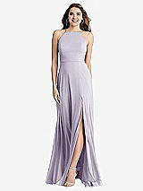 Front View Thumbnail - Moondance High Neck Chiffon Maxi Dress with Front Slit - Lela