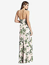 Rear View Thumbnail - Palm Beach Print High Neck Chiffon Maxi Dress with Front Slit - Lela