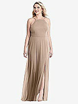 Alt View 1 Thumbnail - Topaz High Neck Chiffon Maxi Dress with Front Slit - Lela