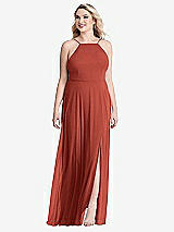 Alt View 1 Thumbnail - Amber Sunset High Neck Chiffon Maxi Dress with Front Slit - Lela