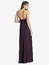 Rear View Thumbnail - Aubergine High Neck Chiffon Maxi Dress with Front Slit - Lela