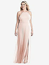 Alt View 1 Thumbnail - Blush High Neck Chiffon Maxi Dress with Front Slit - Lela