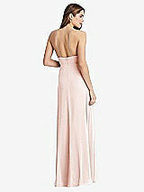 Rear View Thumbnail - Blush High Neck Chiffon Maxi Dress with Front Slit - Lela