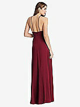 Rear View Thumbnail - Burgundy High Neck Chiffon Maxi Dress with Front Slit - Lela