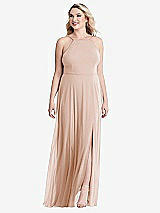 Alt View 1 Thumbnail - Cameo High Neck Chiffon Maxi Dress with Front Slit - Lela