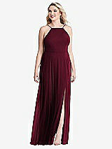 Alt View 1 Thumbnail - Cabernet High Neck Chiffon Maxi Dress with Front Slit - Lela