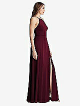 Side View Thumbnail - Cabernet High Neck Chiffon Maxi Dress with Front Slit - Lela