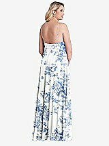 Alt View 2 Thumbnail - Cottage Rose Dusk Blue High Neck Chiffon Maxi Dress with Front Slit - Lela