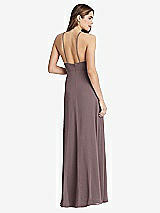 Rear View Thumbnail - French Truffle High Neck Chiffon Maxi Dress with Front Slit - Lela