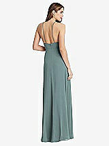 Rear View Thumbnail - Icelandic High Neck Chiffon Maxi Dress with Front Slit - Lela