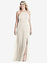 Alt View 1 Thumbnail - Ivory High Neck Chiffon Maxi Dress with Front Slit - Lela