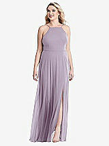 Alt View 1 Thumbnail - Lilac Haze High Neck Chiffon Maxi Dress with Front Slit - Lela