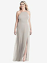 Alt View 1 Thumbnail - Oyster High Neck Chiffon Maxi Dress with Front Slit - Lela