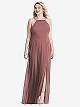 Alt View 1 Thumbnail - Rosewood High Neck Chiffon Maxi Dress with Front Slit - Lela