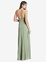 Rear View Thumbnail - Sage High Neck Chiffon Maxi Dress with Front Slit - Lela