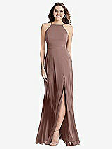 Front View Thumbnail - Sienna High Neck Chiffon Maxi Dress with Front Slit - Lela